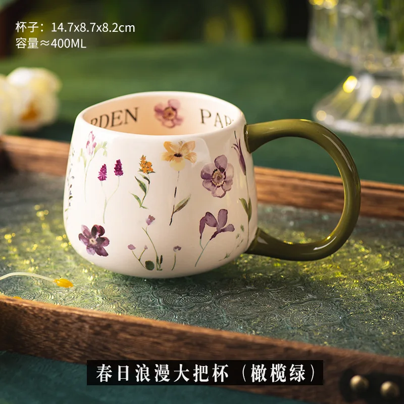Caneca De Viagem De Cerâmica Estilo Rústico (verde, 400 Ml), Ideal Para Café, Chá Com Leite E Expresso.