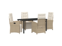 Conjunto 5 De Jantar Com Almofadas Vidaxl Bege Em Rattan Sintético