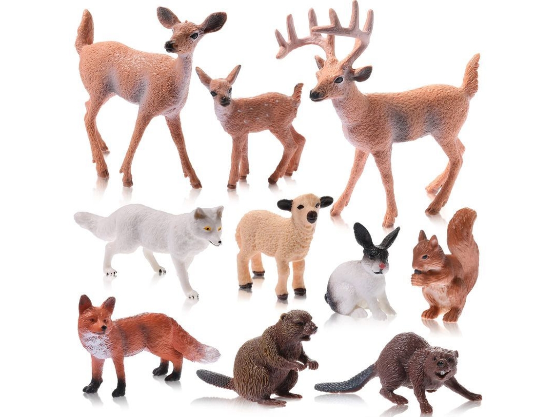 2026 10 Figuras de Animales Del Bosque Miniatura Linjou, Juguetes Realistas de Animales Silvestres