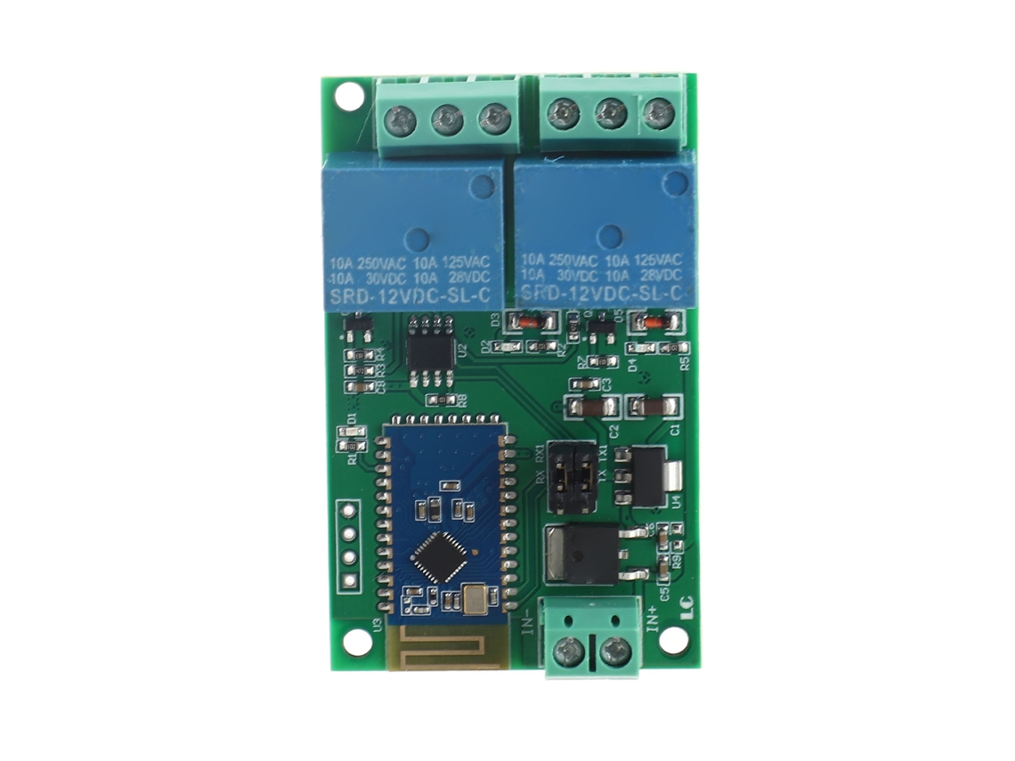 Módulo Relé 2 Canais com Controle Remoto Bluetooth via App com Indicador LED (12V)