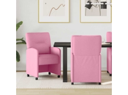 Vidaxl Cadeiras De Jantar Com Rodas 2 Unid. Tecido Rosa