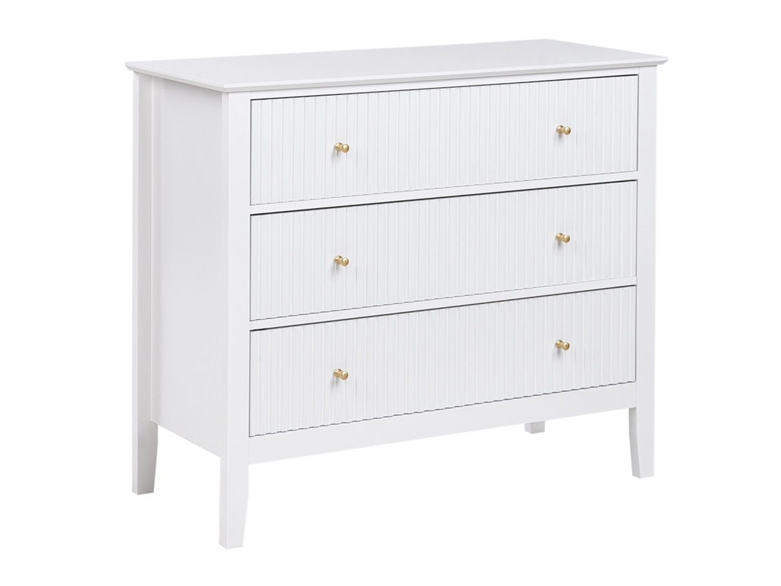 Elegante cómoda de 3 gavetas BELIANI Assisi de MDF Branco 90x40x80