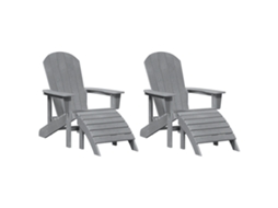 Conjunto 2 Cadeira De Jardim Vidaxl Cinzento-claro Polietileno (83 X 74 X 92 Cm)