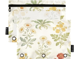 William Morris Pasta Clássica Com Zíper E Estojo Transparente Janela De Grande Capacidade, 3-bolsos Para Materiais