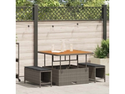 Vidaxl Conjunto De Jantar Para Jardim 3 Unid. Cinzeto Vime Pe