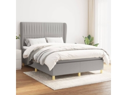 Cama Com Molas/colchão 140x190 Cm Tecido Cinzento-claro