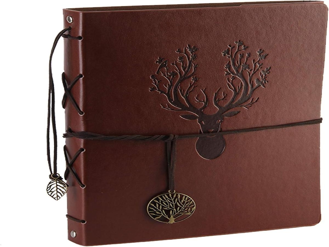 Álbum de fotos Lurelia Scrapbook, 30 páginas, acabamento em couro, scrapbook, cor preto