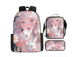 Mochila De Estudante 17 Polegadas - Conjunto 3 Peças Com Estojo E Lancheira Ideal Para Escola (estilo C)