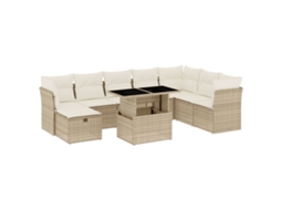 Conjunto de 9 Sofás para Jardim com Almofadões Vime Pe Bege MAISON EXCLUSIVE (90x200 cm)
