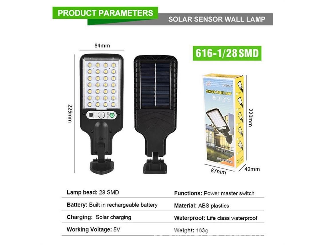 Holofote Solar Exterior 28 Smd (01) Com Sensor E Iluminação Exterior Elysve