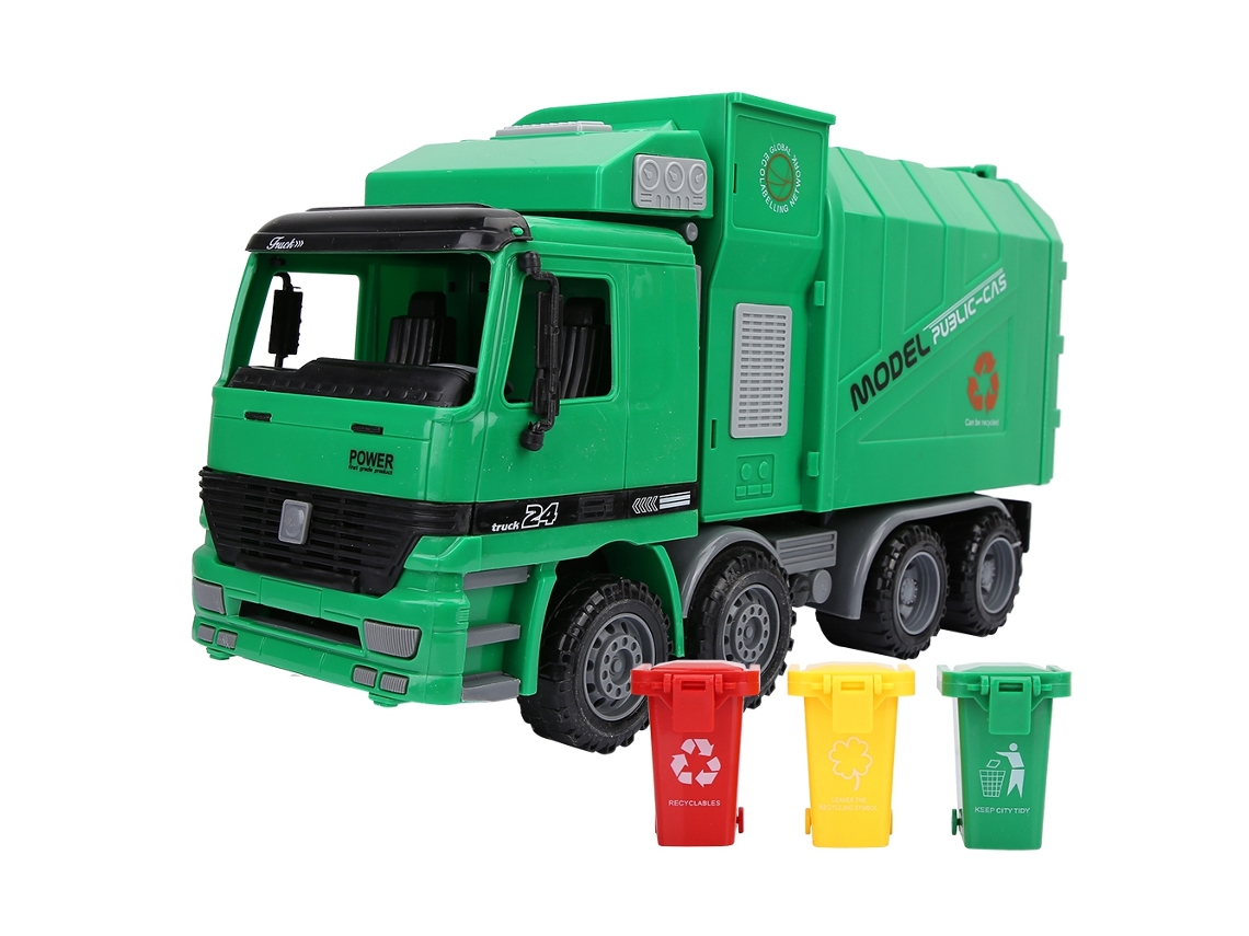 Primerox brinquedo Caminhão de Lixo Inércia Sanitário Modelo com Três Lixeiras para Crianças