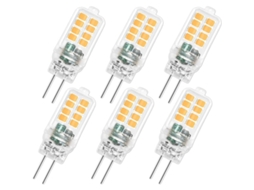 Lâmpadas g4 led 12v 3w 3000k 300lm equivalente a 25w halógeno 6 pacotes para luminárias de armário S/MARCA