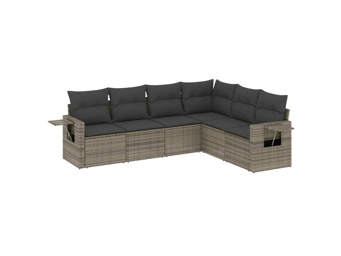 Conjunto de 6 Sofás de Jardim com Almofadões Vime Cinzento MAISON EXCLUSIVE (80x200 cm)