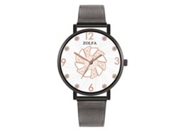 Reloj De Cuarzo Unisex Con Correa De Malla Y Diamantes Casual Zhoulianfa Plata Negro