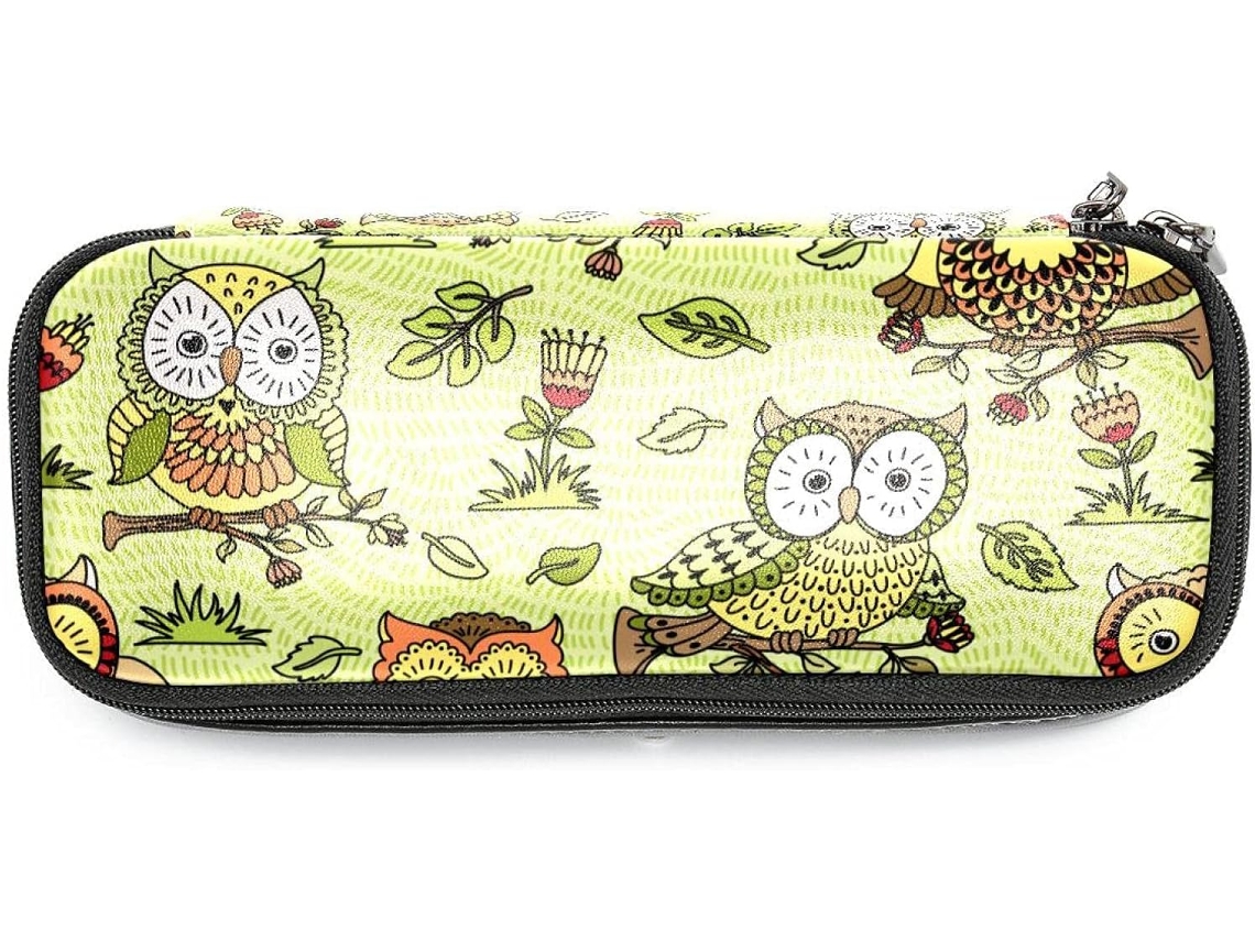 Organizador amplo com estampa floral e detalhes em relevo, ideal para escola, mesa, adultos e meninas.