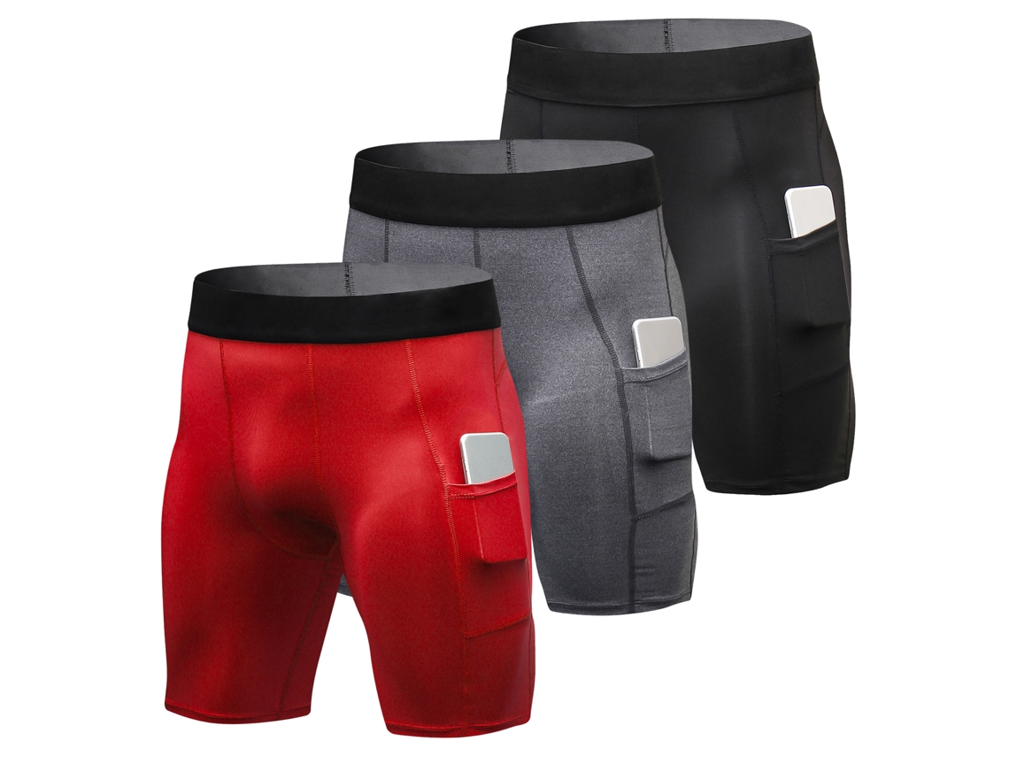 3 Pack Calcinhas De Esporte Para Homem Com Bolso Shorts De Treino Active