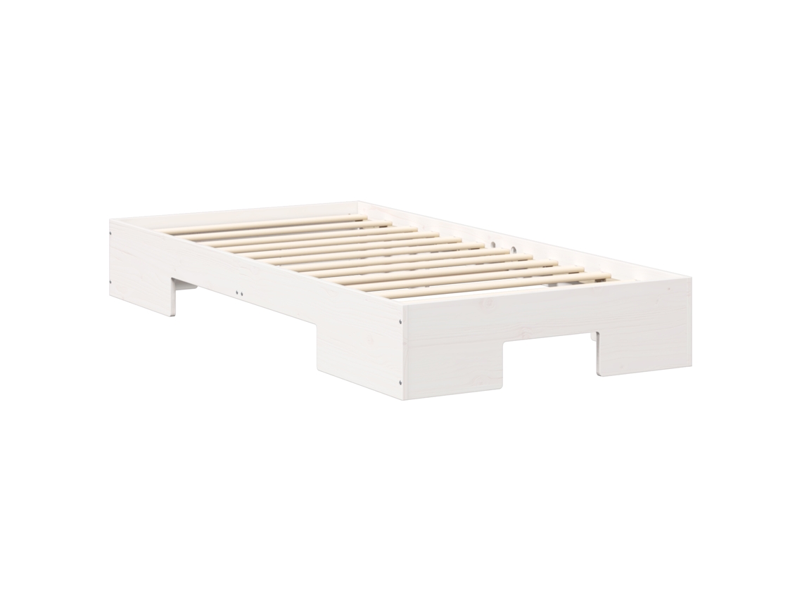 Conjunto 1 Estrutura De Cama Vidaxl Branco Madeira De Pinho Maciça (100 X 200 Cm)