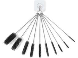 Conjunto De 10 Escovas De Nylon Para Limpeza De Tubos Com Ganchos Adesivos Para Espaços Pequenos, Multicoloridas, Pretas.