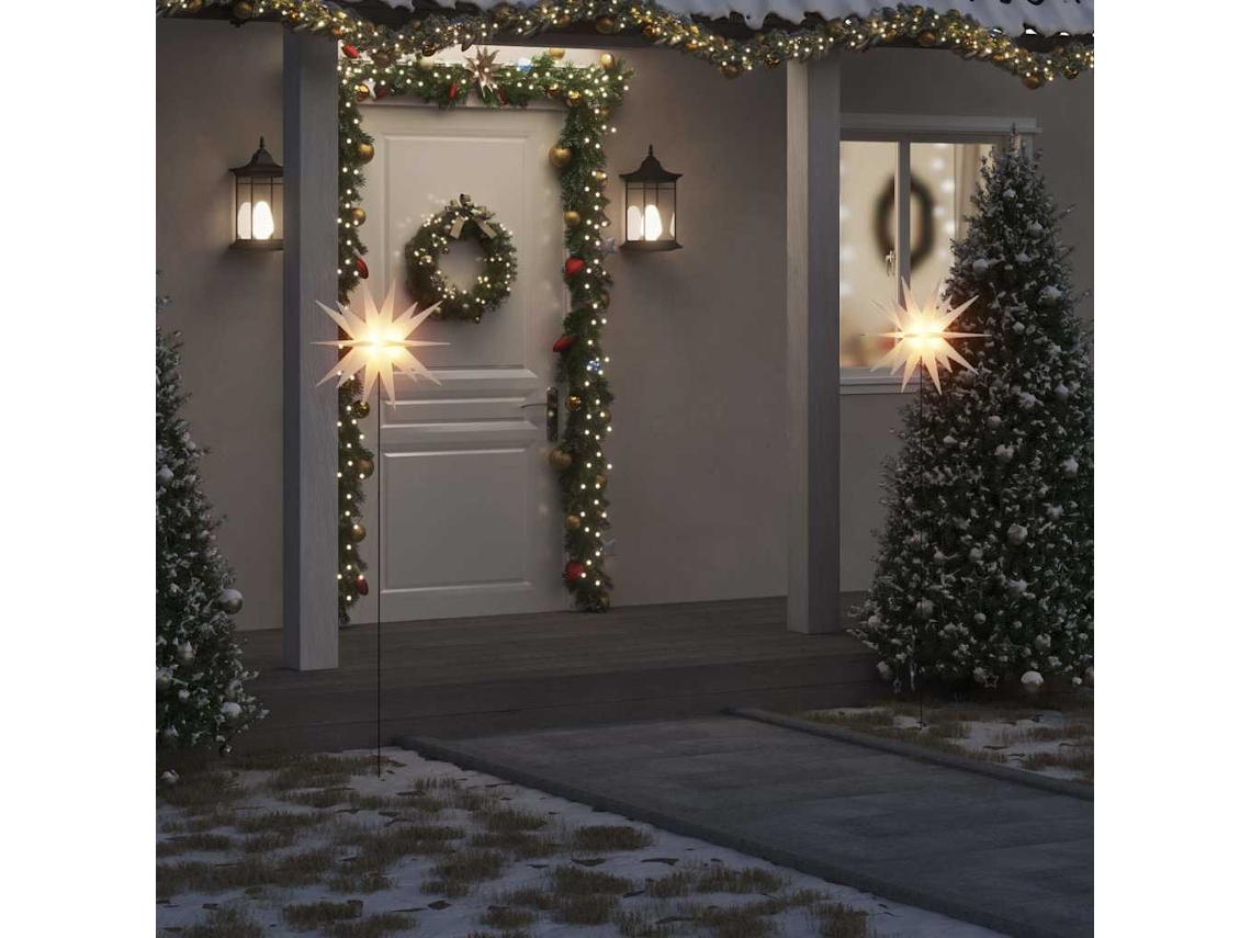 Vidaxl Luzes De Natal Com Espigões 3 Pcs Leds Dobrável 57 Cm Branco