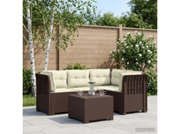 Vidaxl Sofá De Jardim Para 4 Pessoas Com Almofadas Estilo Rattan Pp