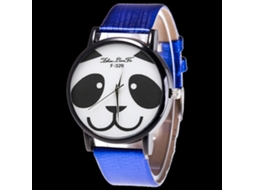 Relógio de pulso unissex Zhoulianfa azul, moderno, com mecanismo de quartzo e pulseira de couro sintético, estampa de panda.
