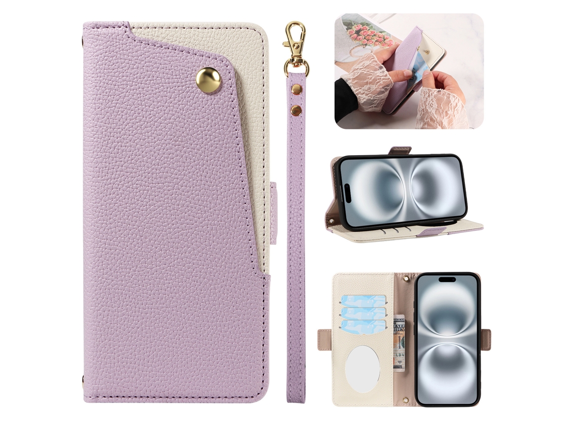 Capa Para Celular Em Couro Texturizado Com Cordão, Capa Para Iphone.roxo - Iphone 6 Plus