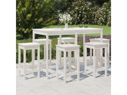 Vidaxl 7 Pcs Conjunto De Bar Para Jardim Pinho Maciço Branco