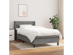 Vidaxl Cama Com Molas/colchão 100x200 Cm Tecido Cinza-escuro
