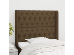Vidaxl Cabeceira Cama C/ Abas Tecido 93x16x118/128 Cm Castanho-escuro