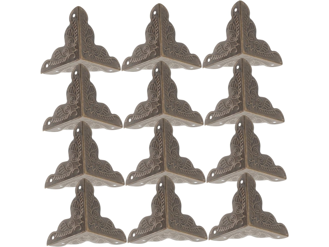 Toddmomy Conjunto De 12-protetores Canto Em Metal Antigo Para Móveis, Proteção De Borda Caixa, Design Vintage Resistente