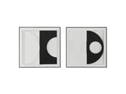 Pintura HOME ESPRIT Branco Preto Abstrato Moderno 60 x 6,5 x 60 cm (2 Unidades)