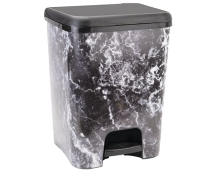 Cubo de Pedal Duo Ecológico Preto Dec. Mármore Iml 52L. COM-FORT HOUSE