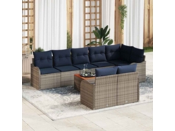 Vidaxl Conjunto De Sofá De Jardim 9 Unid. Cinzeto Vime Pe