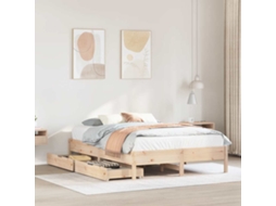 Vidaxl Cama Sem Colchão 140x190 Cm Madeira De Pinho Maciça