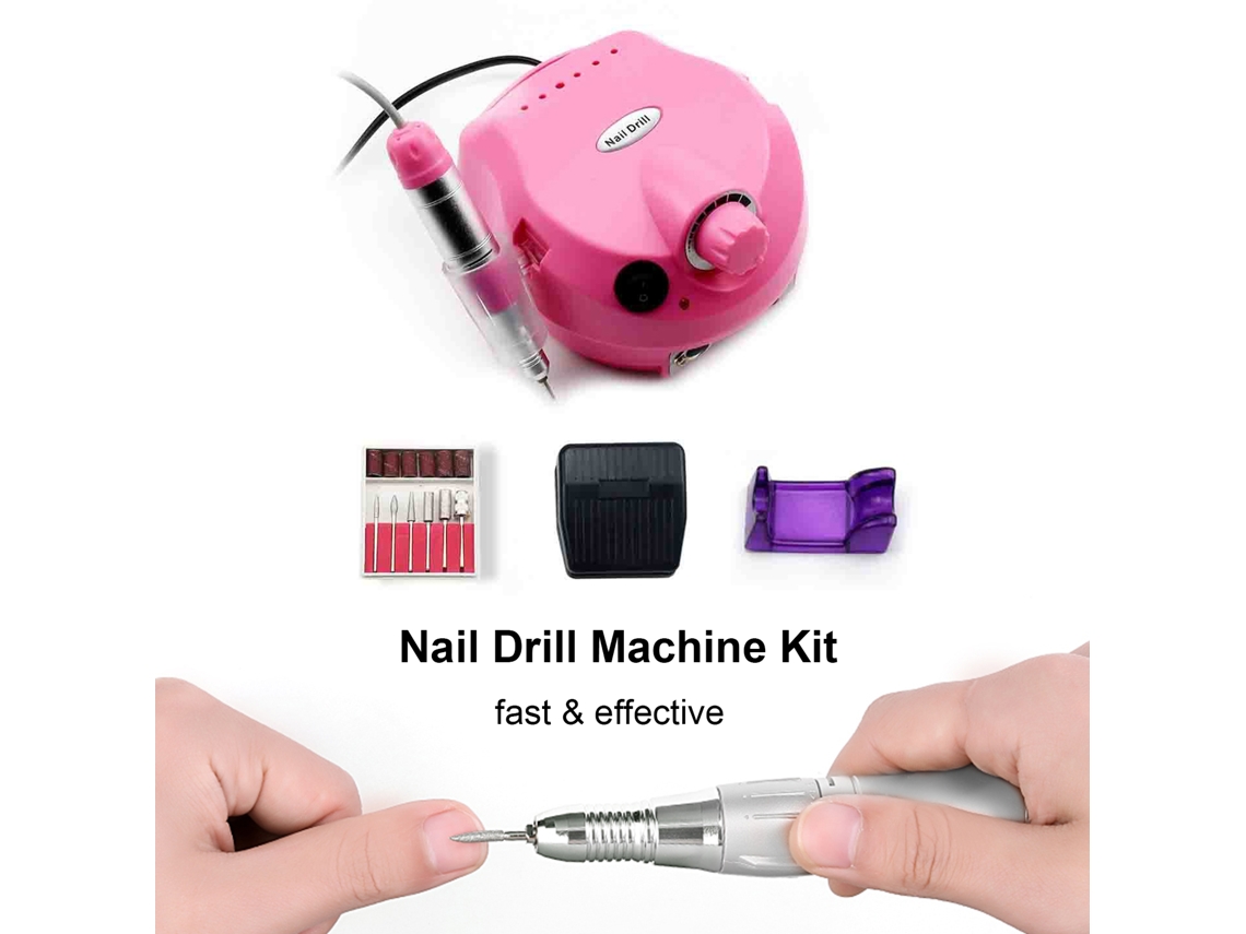 Máquina De Broca Para Unhas Com Pedal E Suporte 35000rpm Para Manicure E Pedicure