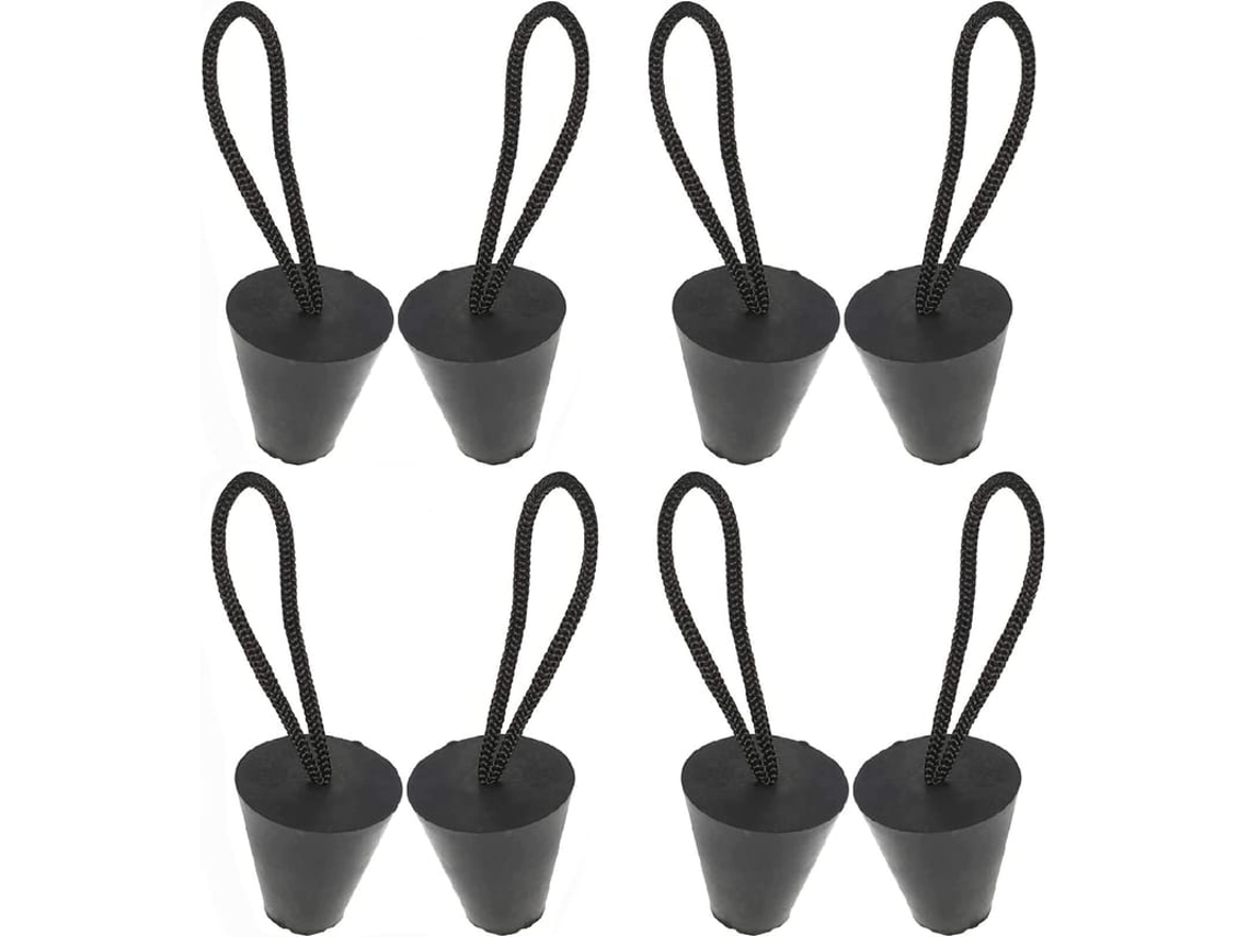 Conector De Drenagem Universal De Canoa Com Cordão 8 Peças Material Borracha Silicone Preto