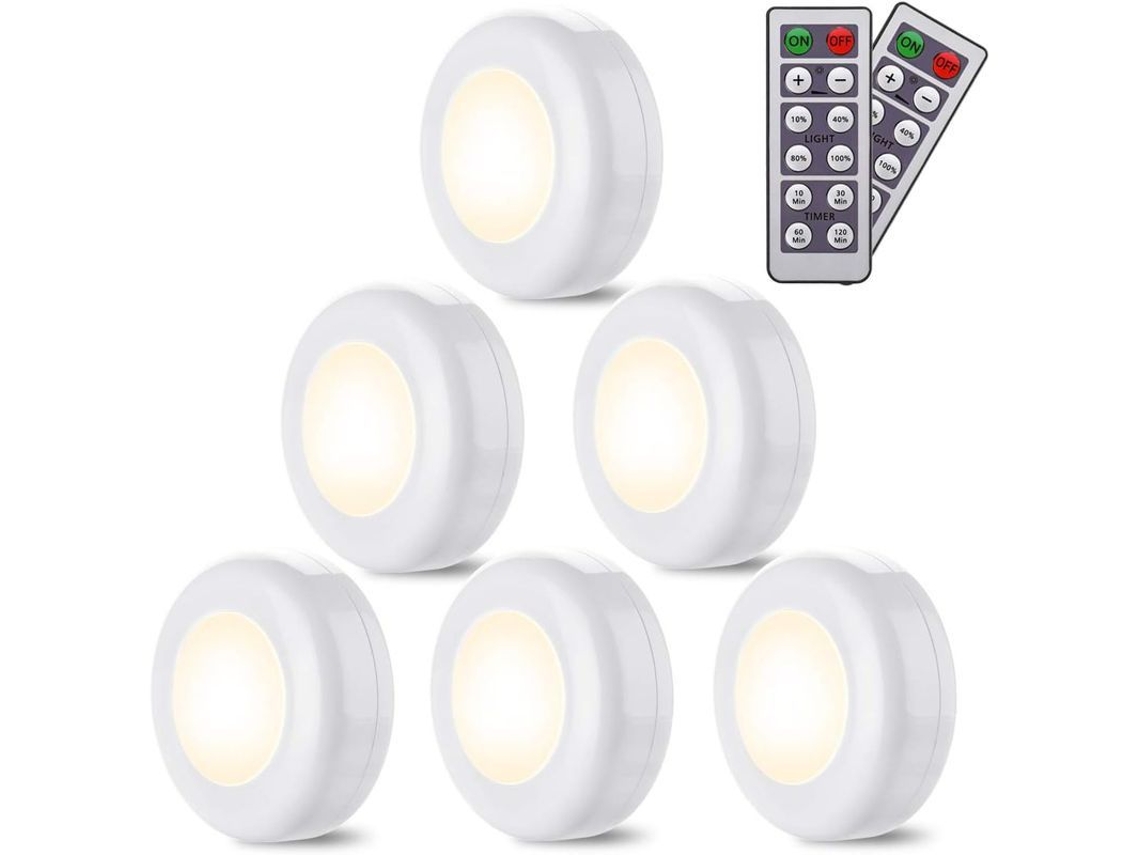 2026 linjou 6 Luzes Led Sem Fio Branca Quente 4000k Regulável com Controle Remoto para Cozinha e Dormitório