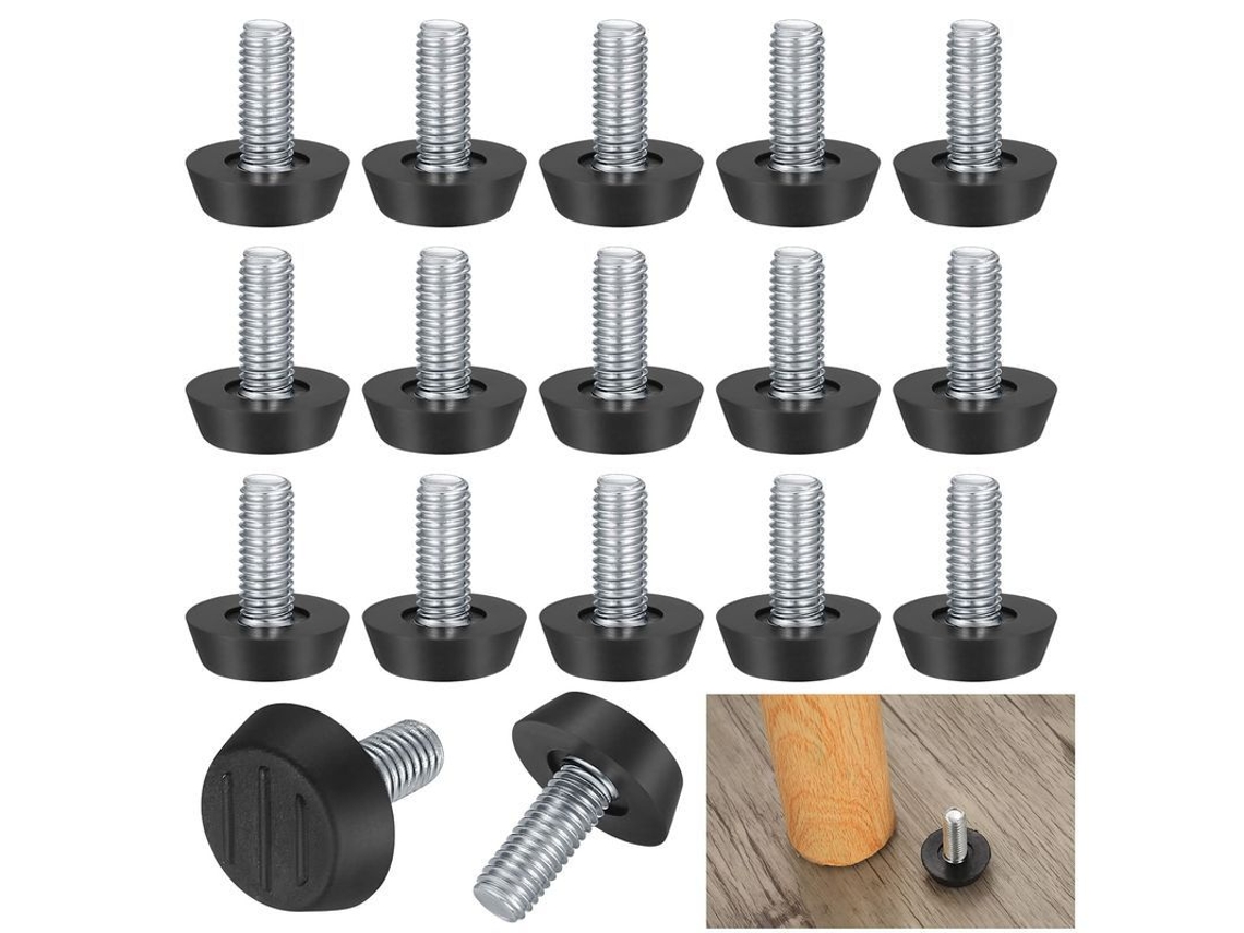 Patas Ajustables para Muebles, M8x20mm, 20 Unidades, Base Redonda, Protetor de Solo S/MARCA