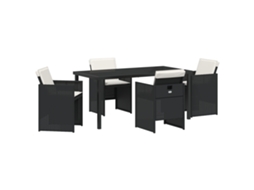 Conjunto 5 De Jantar De Jardim Com Vidaxl E Travesseiros Ratan Pe Preto