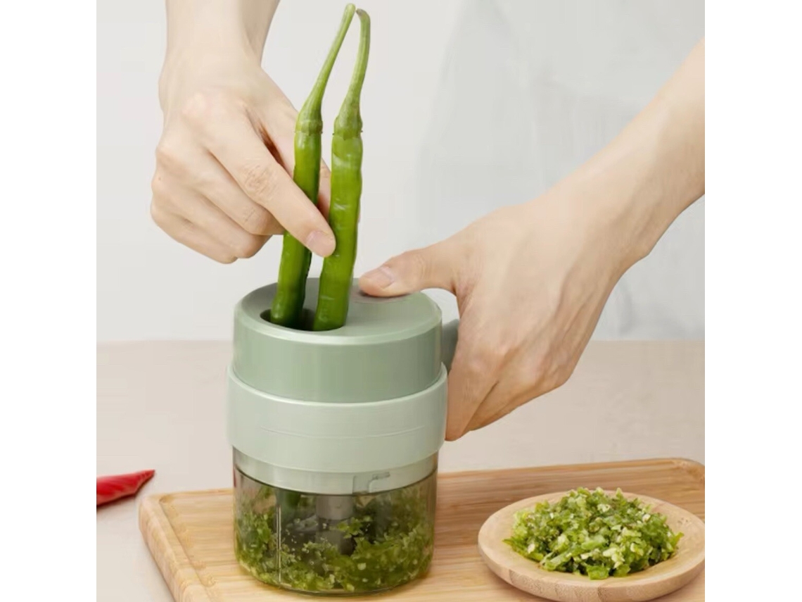 Conjunto De Cortadores Elétricos De Legumes 4 Em 1 - Picador De Alho Elétrico Sem Fio Sunny Spaces