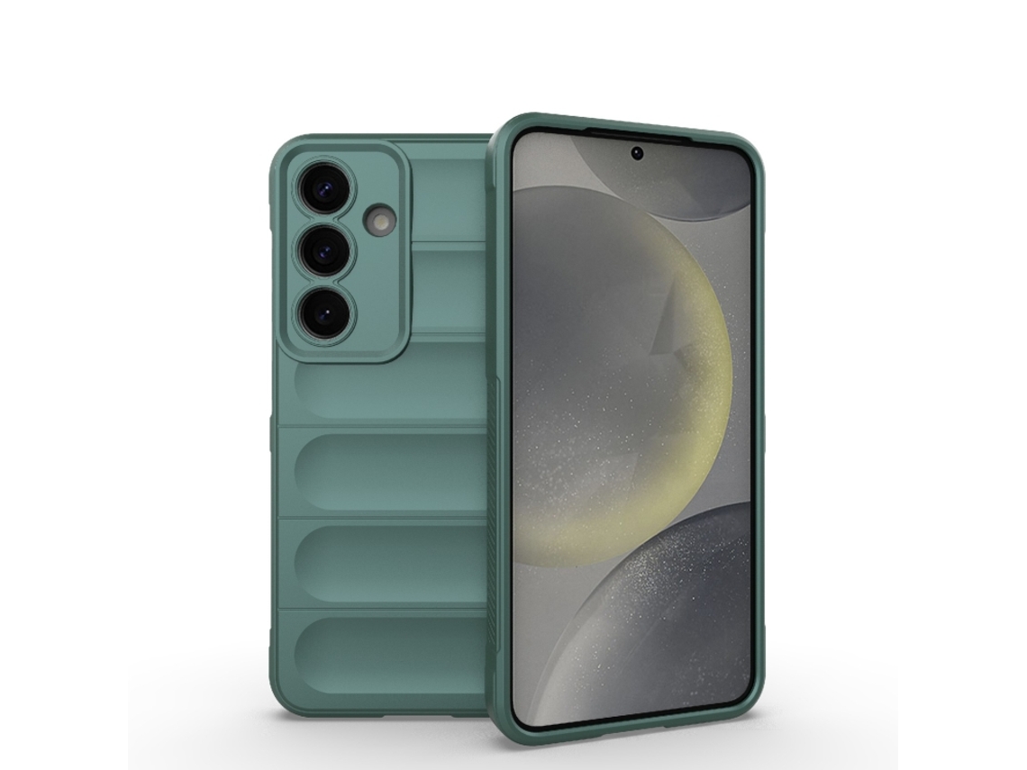 Capa Halinuia Para Samsung Galaxy S25 5g Magic Shield Tpu Flanela Verde Escuro (proteção Integral, Interior Em Flanela)