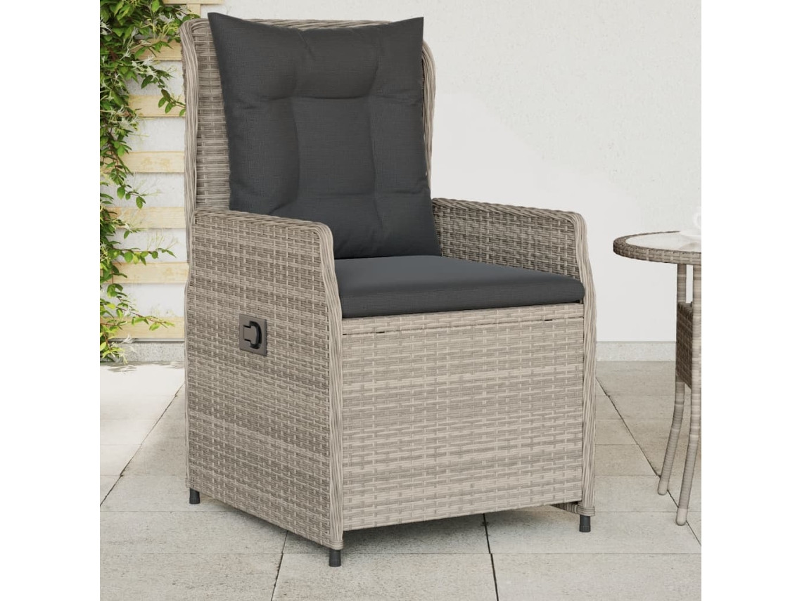 Cadeiras Jardim Reclinãveis 2 Pcs Vime Pe Cinzento Claro DKD HOME DECOR