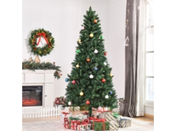 Albero Di Natale 210cm Artificiale Pieghevole Con Base Rimovibile, 1064 Rami, In Pvc E Acciaio, Verde