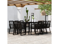 Vidaxl 9 Pcs Conjunto De Jantar Para Jardim Preto