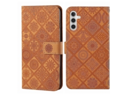 Capa De Couro Para Celular Com Padrão Étnico Em Relevo