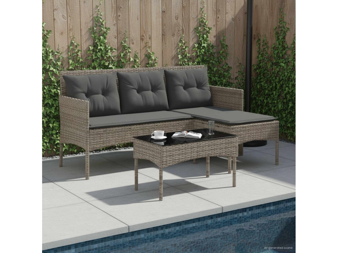 Vidaxl Conjunto De Sofá De Jardim 2 Unid. Vime Pe