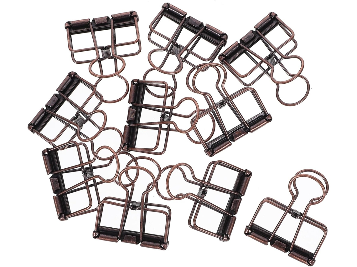 Clips de metal para pastas e documentos, design compacto e leve, pacote com 10 unidades para uso doméstico e fora da mesa.