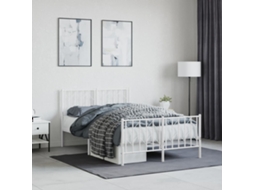 Vidaxl Estrutura De Cama Com Cabeceira E Pés 120x190 Cm Metal Branco