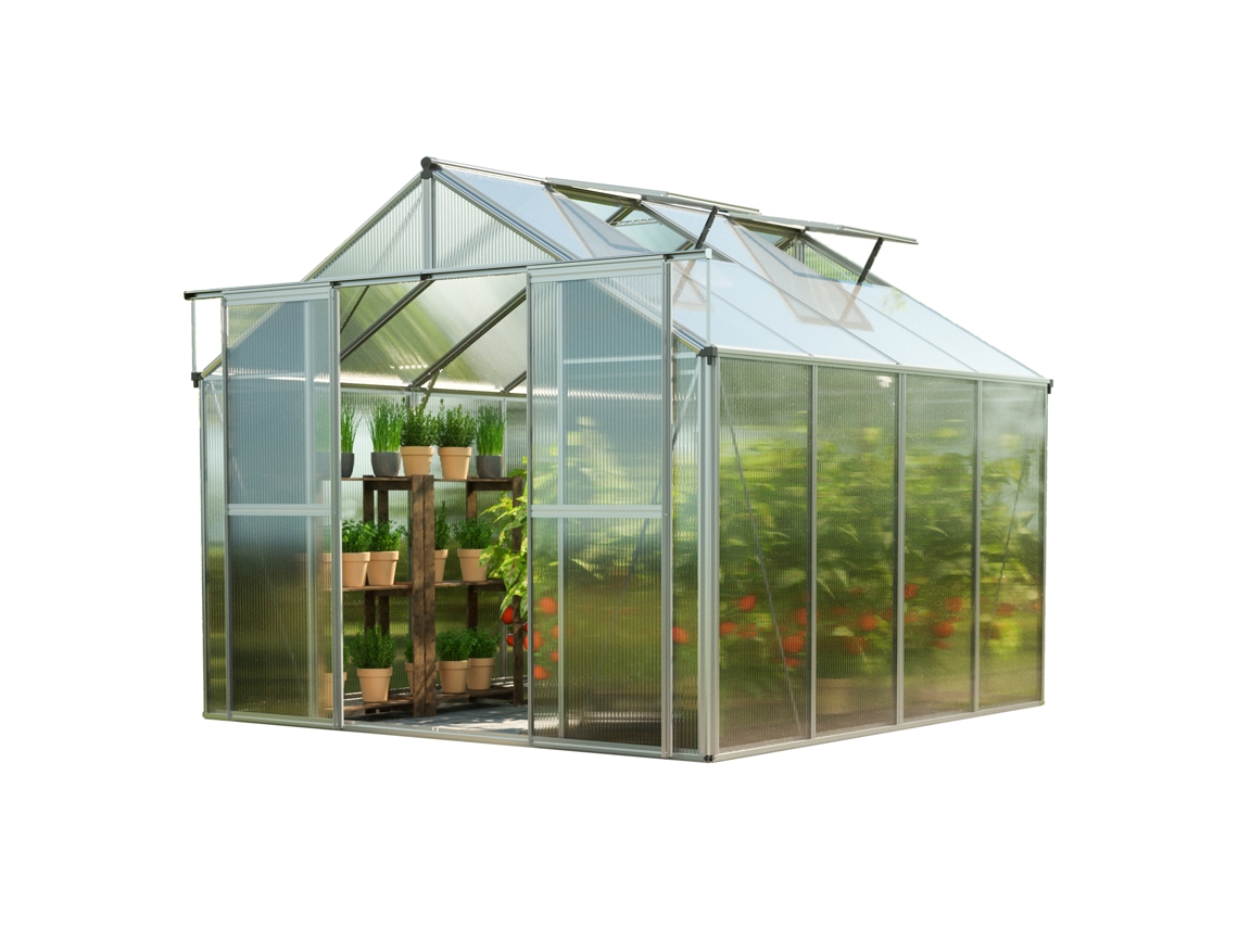 Gfp Invernadero Topas 4 Estrutura De Alumínio 225x259 Cm, Placas Alveolares De 6 Mm, Resistentes Às Intempéries Gfp Garten Freizeitprofi