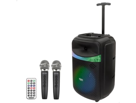Caixa de som sem fio Bontempi para karaokê com 2 microfones 27x25x40 cm
